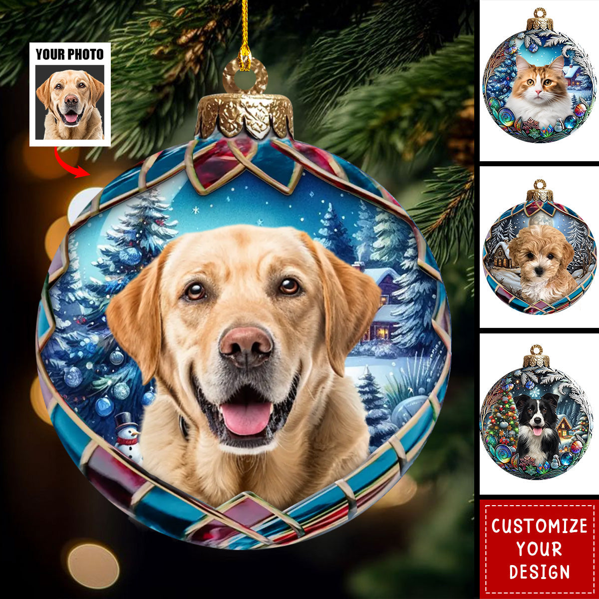 Custom Photo Pets Make Our Lives Whole - Dog &amp; Cat Personalized Ornament