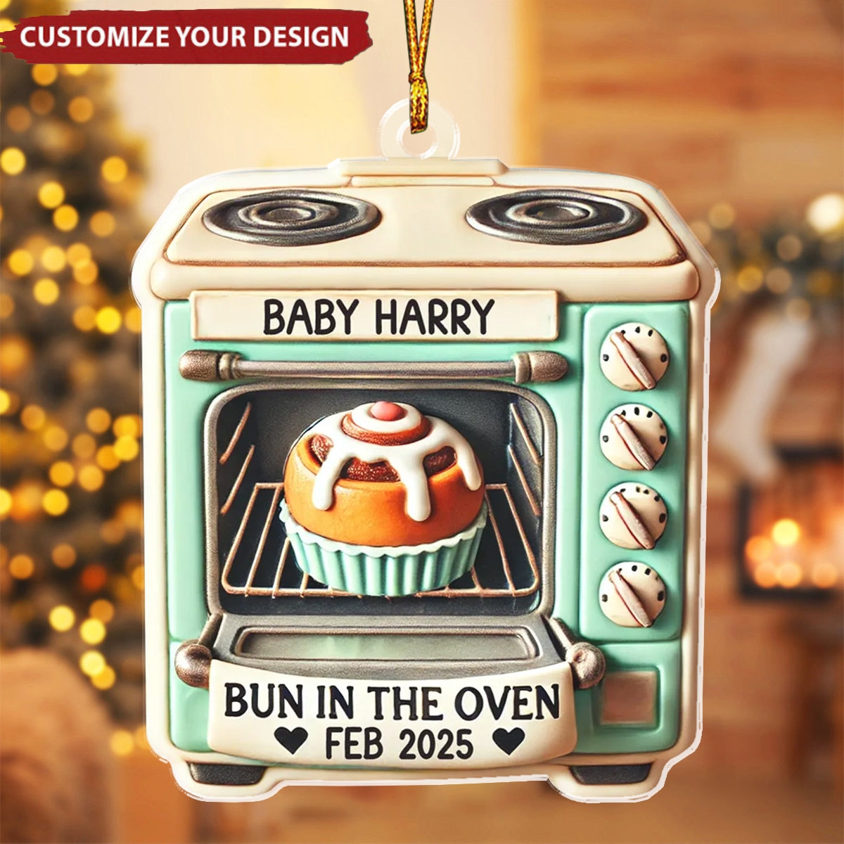 Vintage Bun In The Oven Personalized Acrylic Ornament