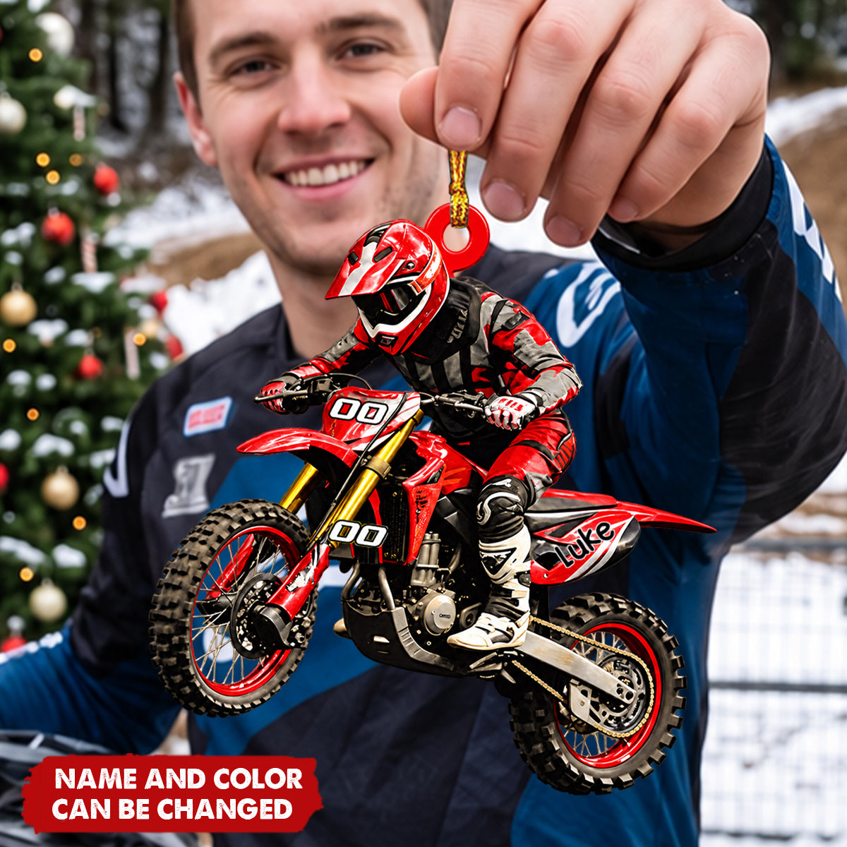 Personalized Dirt Bike Ornament -  Custom Motocross Men Ornament