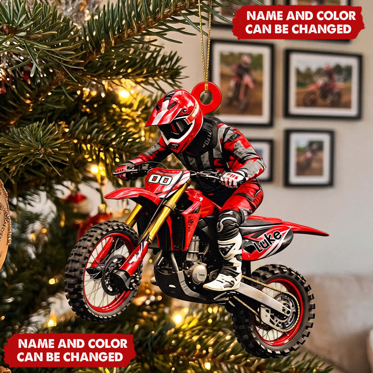 Personalized Dirt Bike Ornament -  Custom Motocross Men Ornament