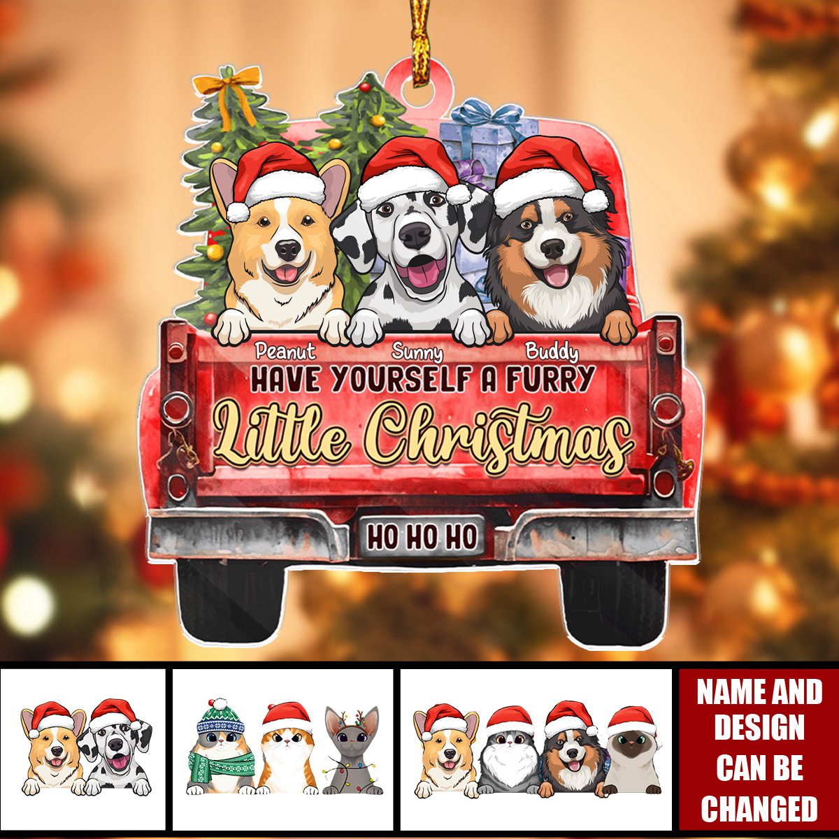 Have Yourself A Furry Little Christmas - Dog &amp; Cat Personalized Custom Ornament