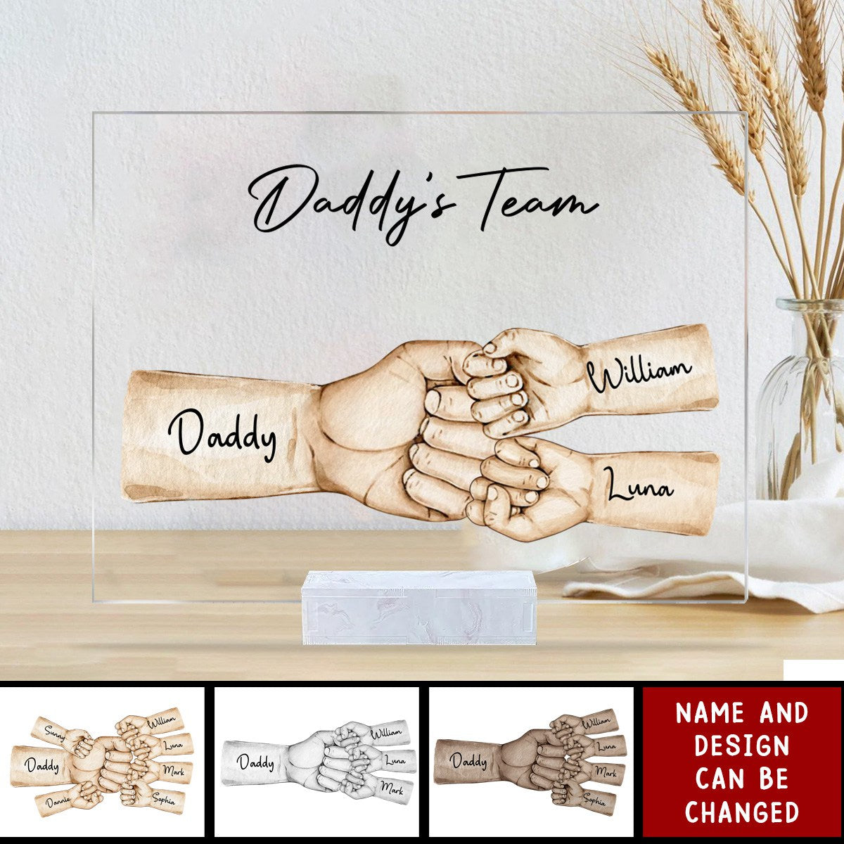 Daddy&#39;s Team Fist Bump Personalized Acrylic Plaque