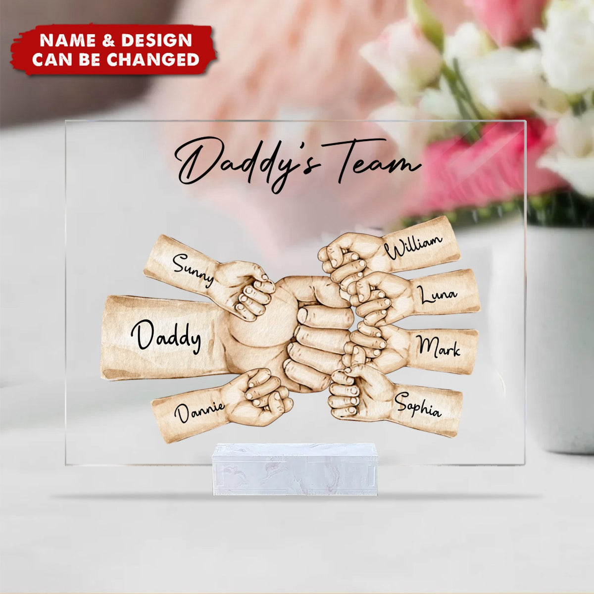 Daddy&#39;s Team Fist Bump Personalized Acrylic Plaque