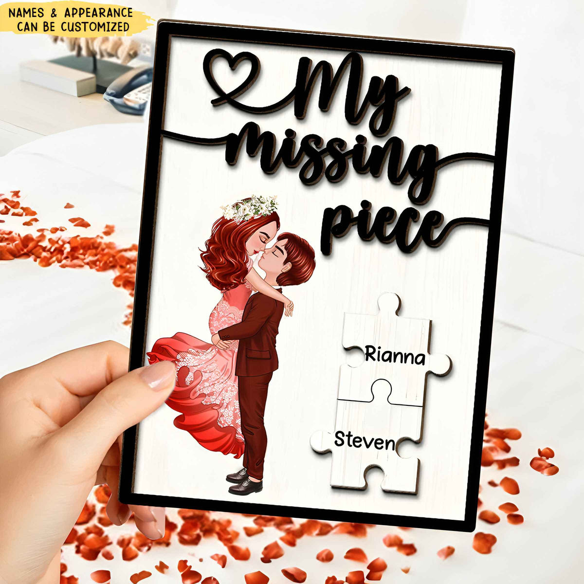 My Missing Piece Occupation Couple- Personalized 2-Layered Wooden Plaque With Stand, Valentine&#39;s Day Gift For Couple