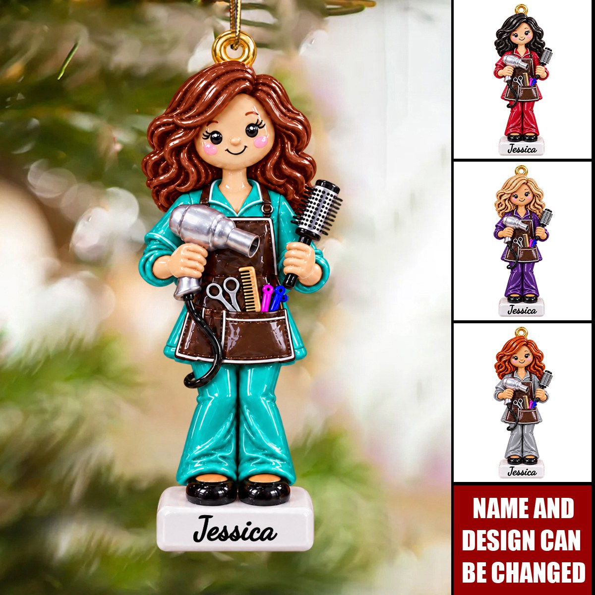 Hair Dresser Ornament, Acrylic Ornament, Hair Stylist Christmas Ornament