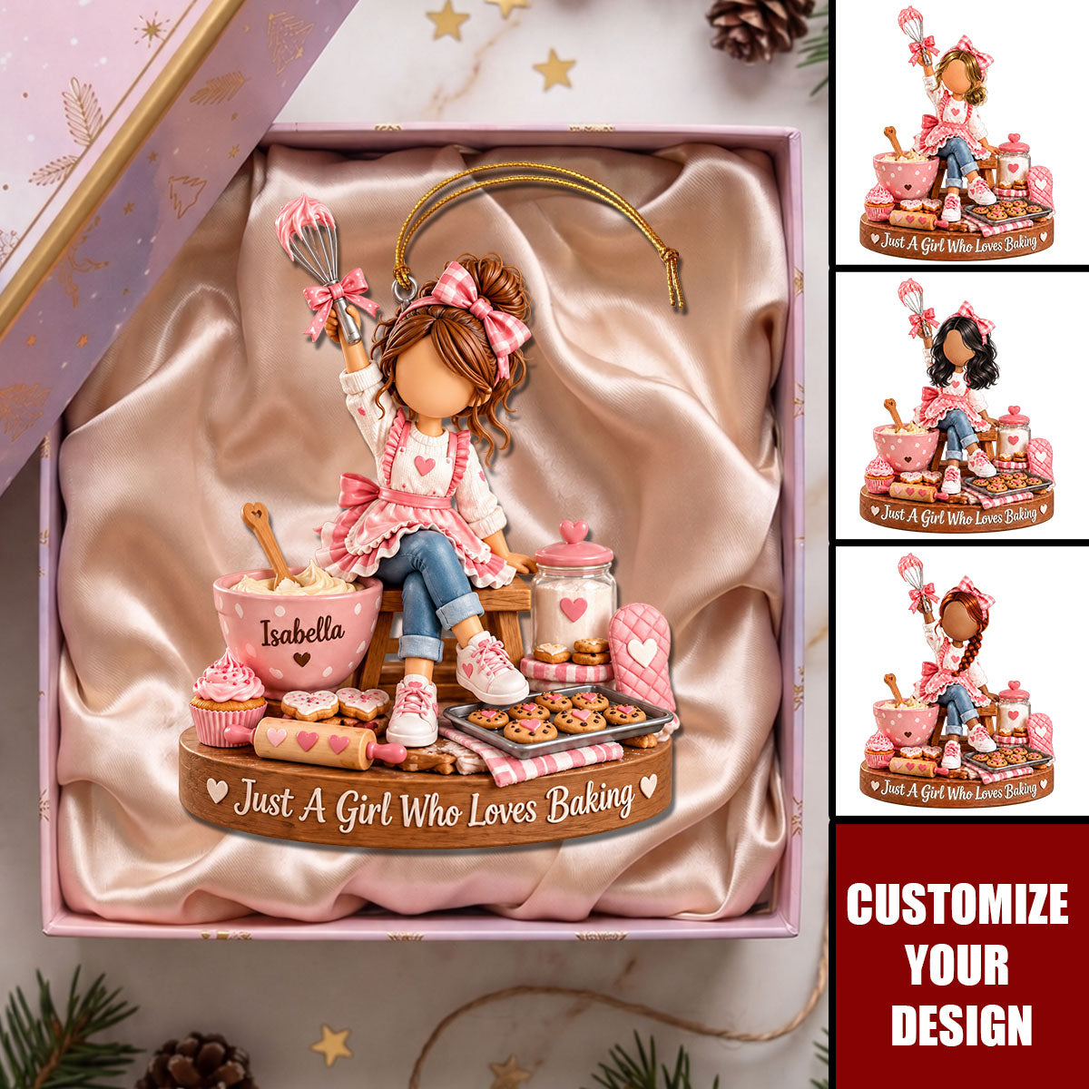 Personalized Baking Ornament - Custom Baker Girl Gift