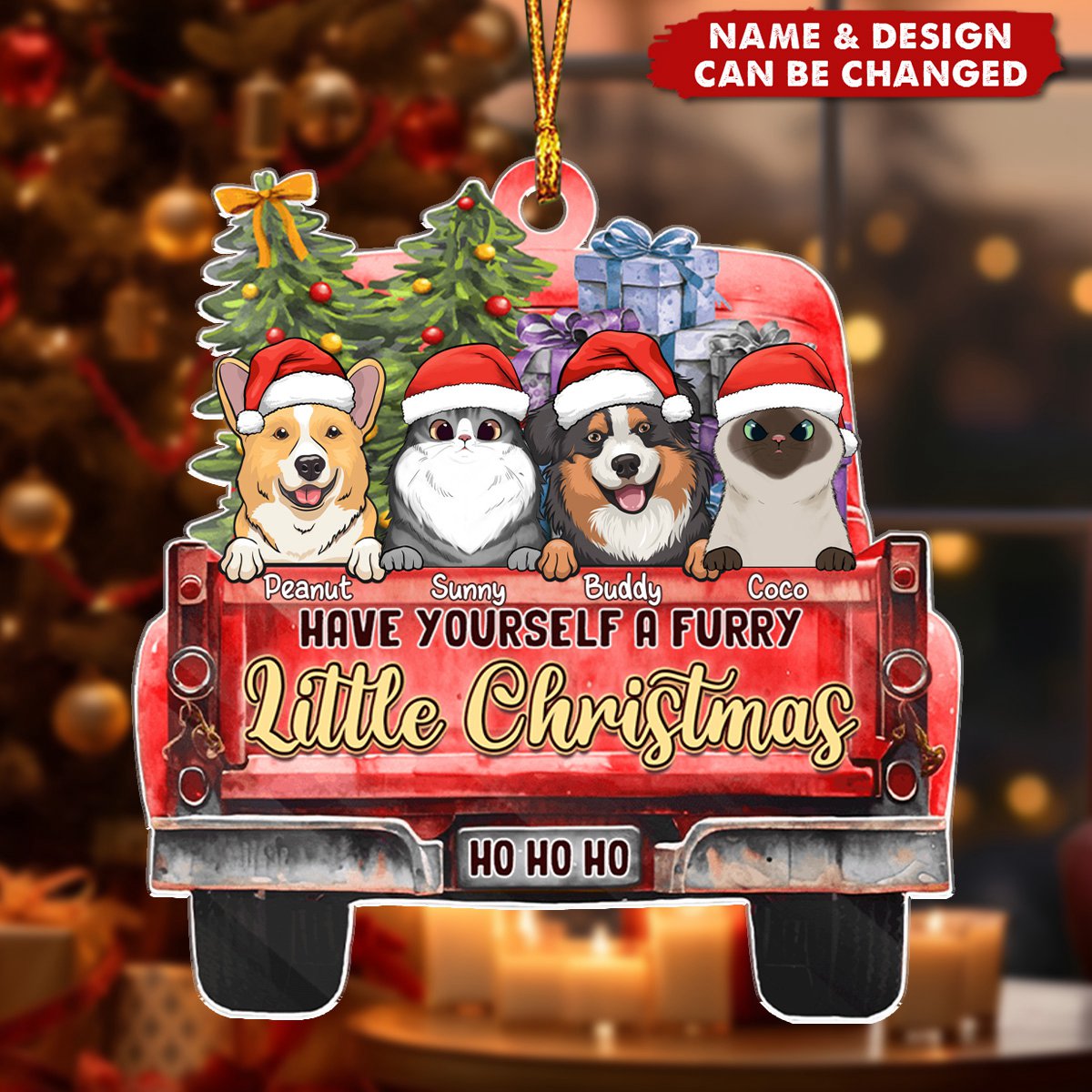 Have Yourself A Furry Little Christmas - Dog &amp; Cat Personalized Custom Ornament