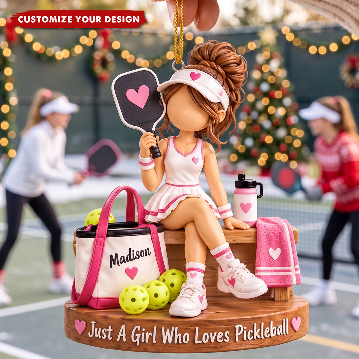 Personalized Pickleball Ornament - Custom Pickleball Girl Gift