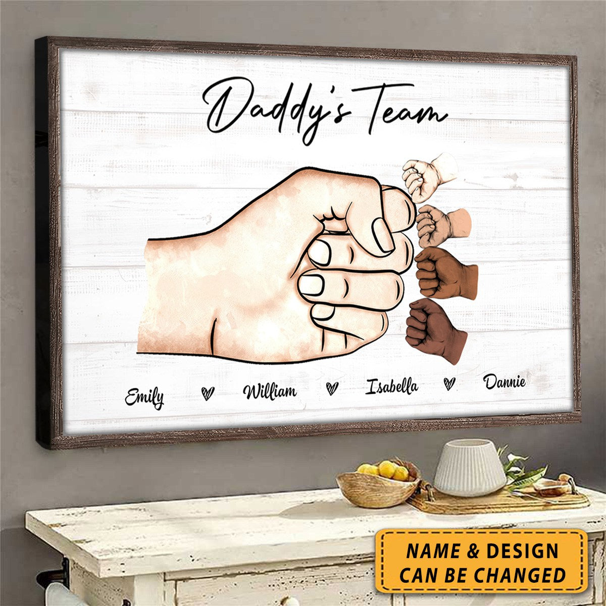 Mother Or Daddy &amp; Kids, Together We&#39;re A Team - Personalized Horizontal Poster - Father&#39;s Day Gift, Mother&#39;s Day