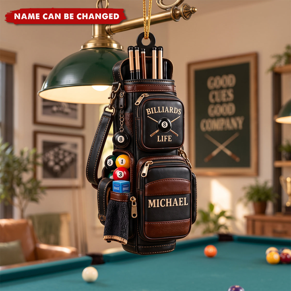 Personalized Billiards Ornament, Custom Name Pool Player Keepsake, Gift For Husband &amp; Dad