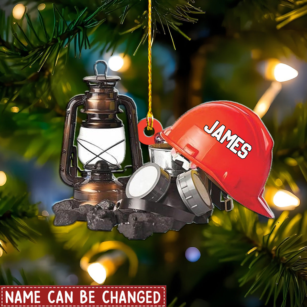 Personalized Construction Worker Safety Helmet Christmas Ornament, Christmas Gift For Workers