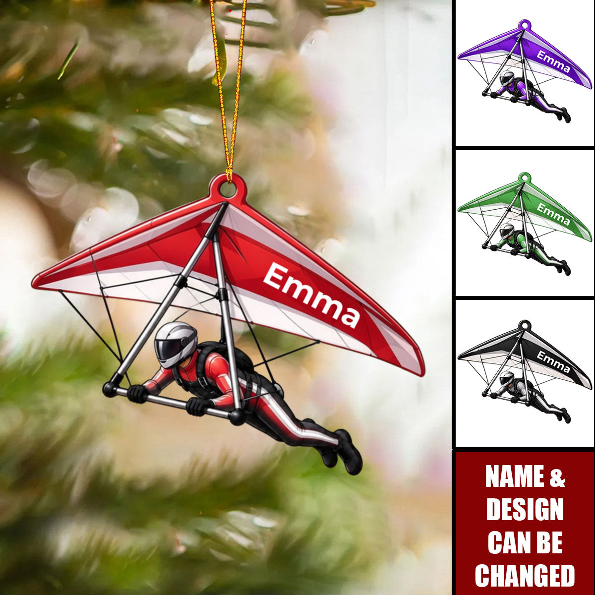 Personalized Hang Gliding Ornament - Adventure Sport Holiday Keepsake