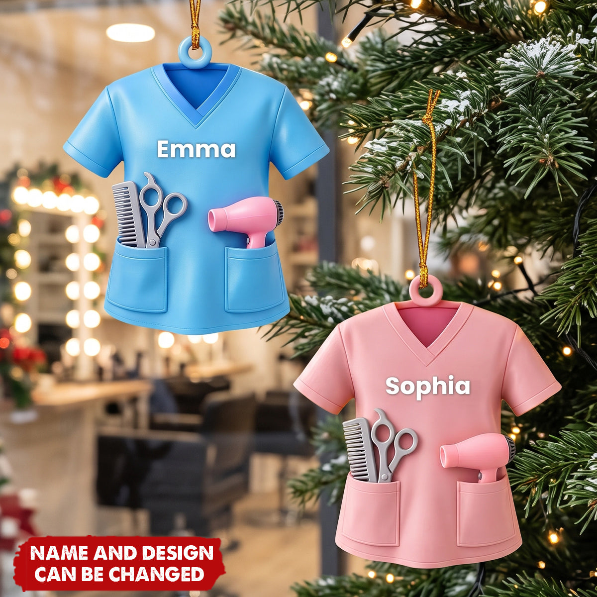 Personalized Hair Stylist Ornament - Custom Name Salon Christmas Gift