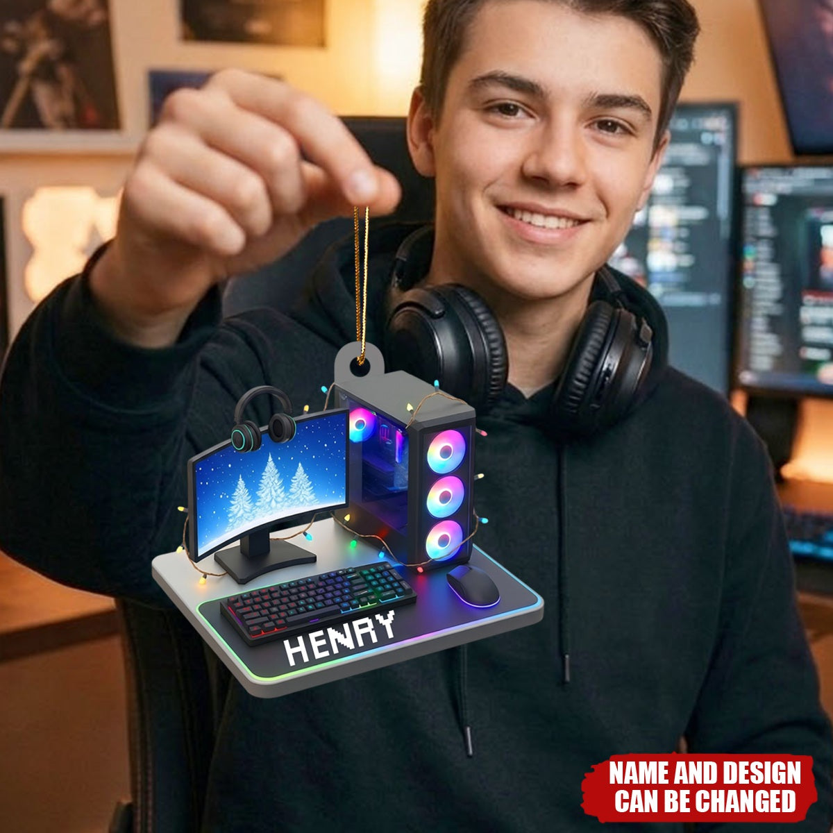 Custom Gamer Name PC Set Up - Personalized Acrylic Ornament