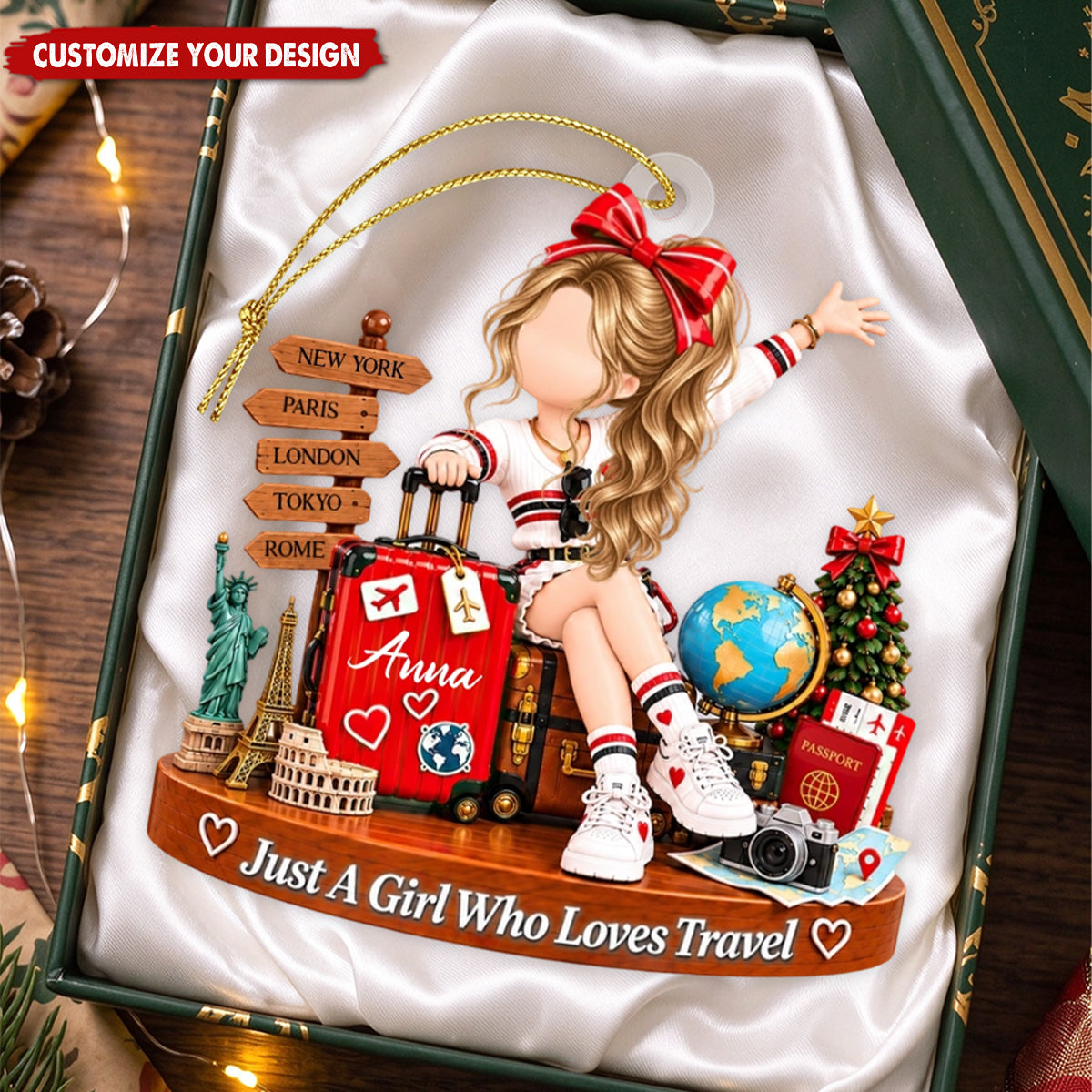 Just A Girl Who Loves Travel - Personalized Travel Lover Ornament
