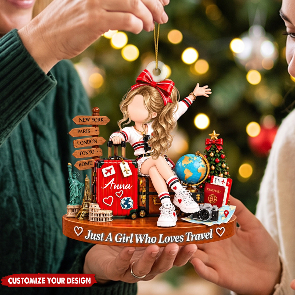 Just A Girl Who Loves Travel - Personalized Travel Lover Ornament