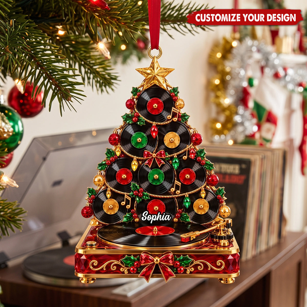 Personalized Vinyl Record Christmas Ornament - Custom Gifts For Christmas