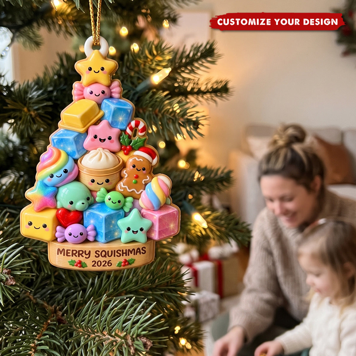 Personalized Merry Christmas Tree Ornament - Custom Year Gift