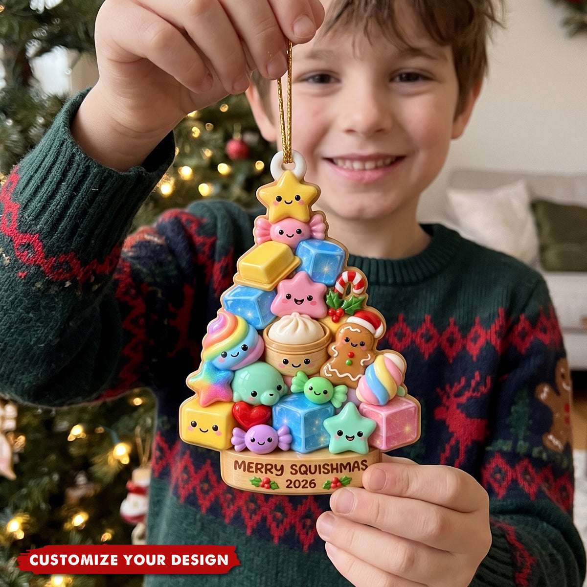 Personalized Merry Christmas Tree Ornament - Custom Year Gift