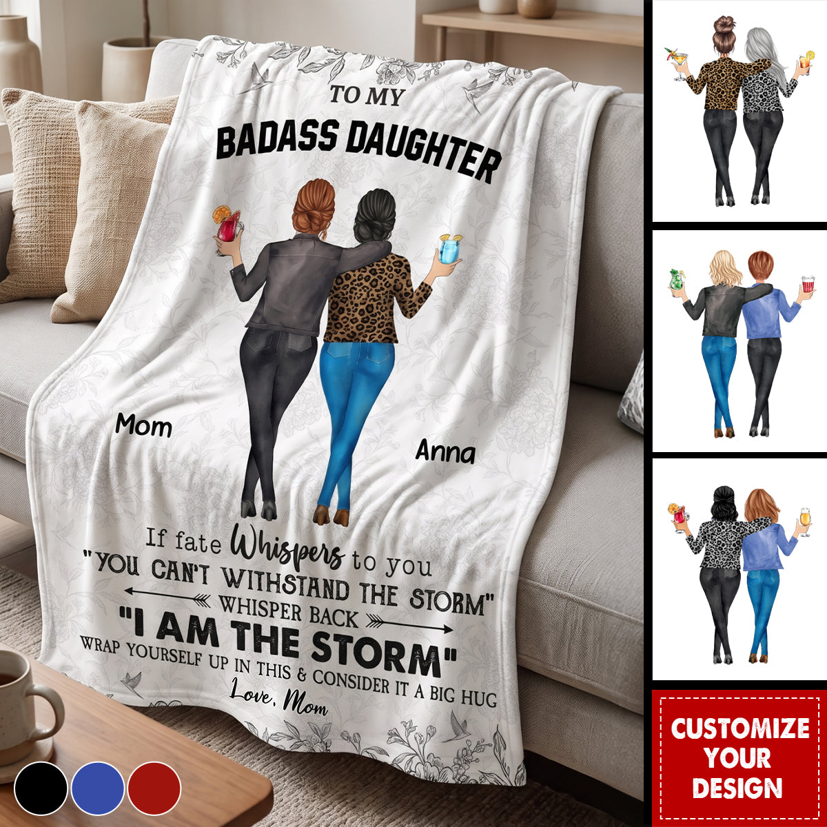 Daughter Whisper Back I Am The Storm - Personalized Blanket