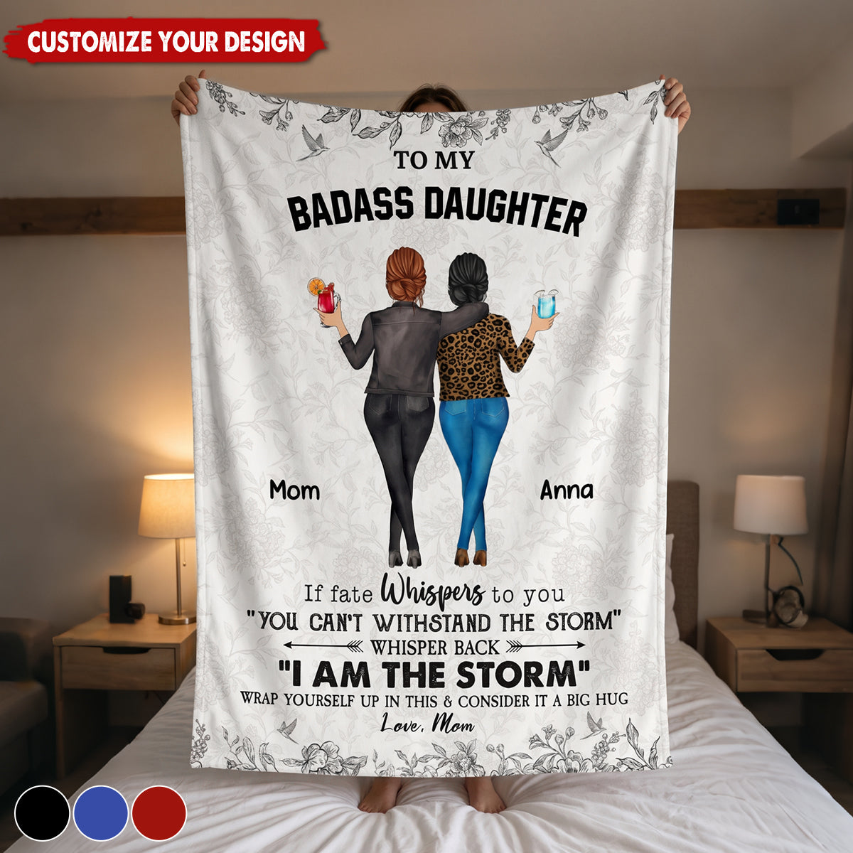 Daughter Whisper Back I Am The Storm - Personalized Blanket
