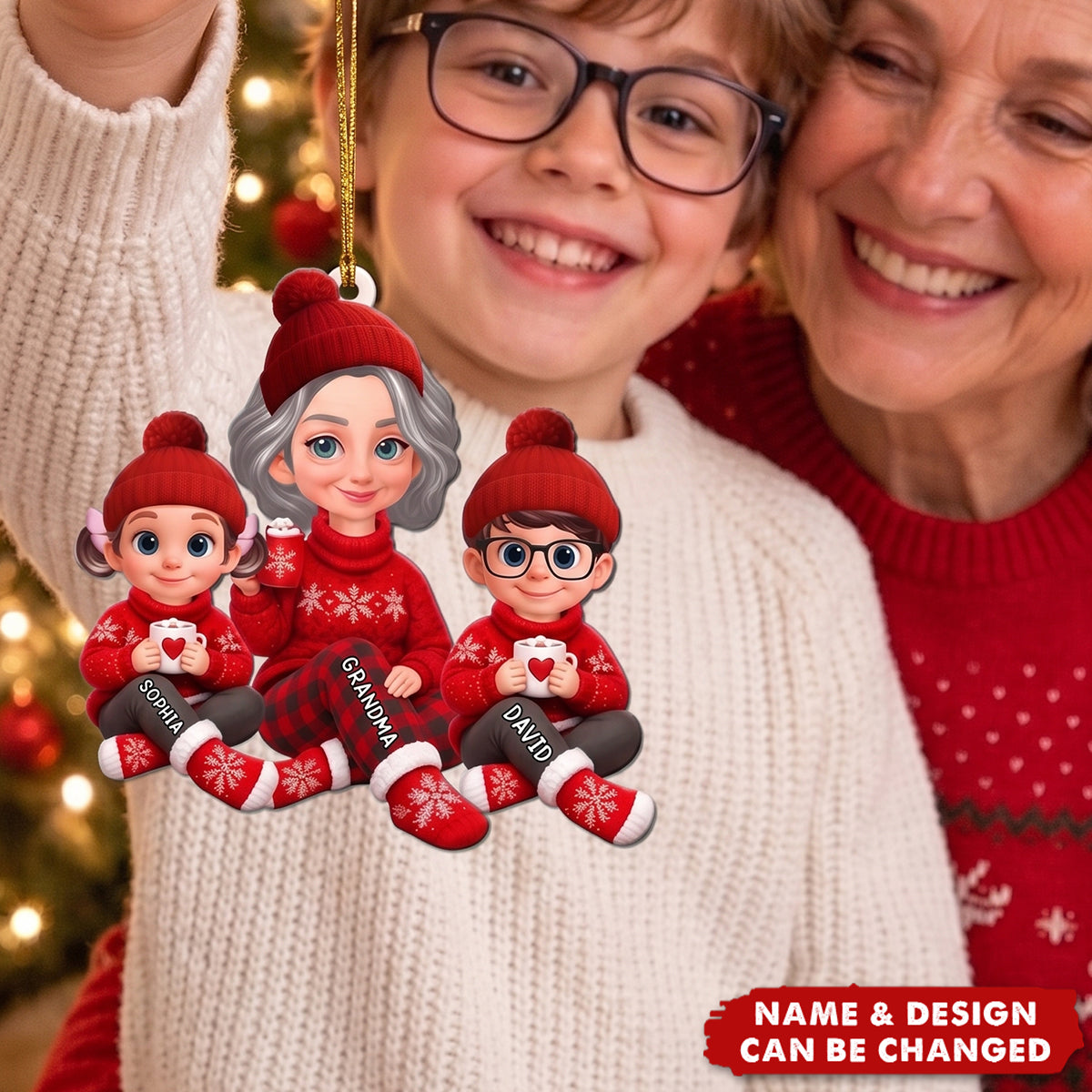 Personalized Grandma &amp; Grandkids Christmas Ornament