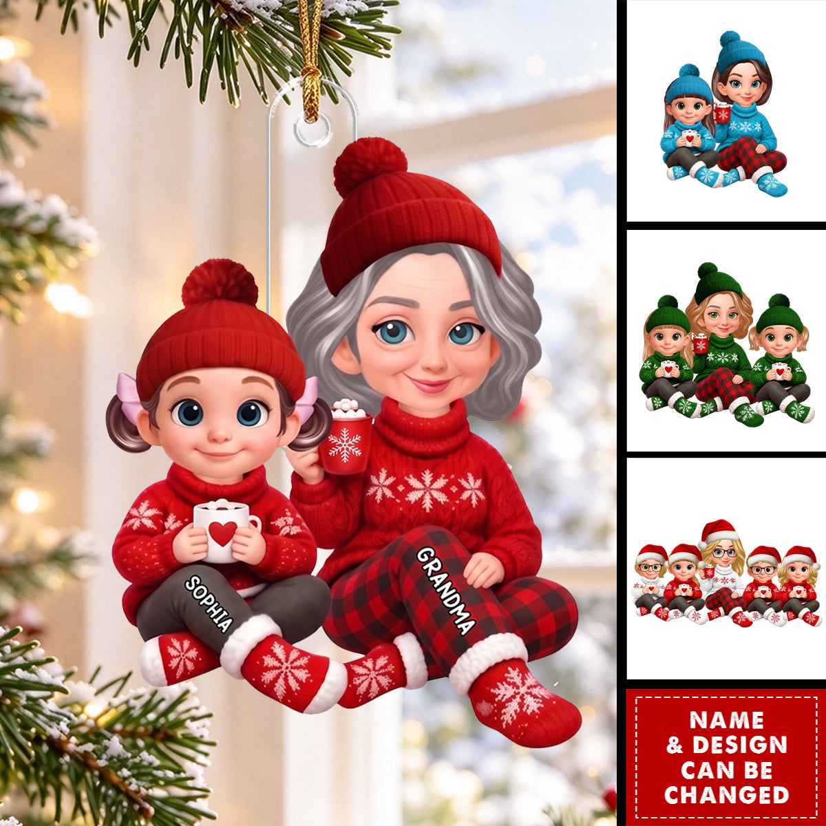 Personalized Grandma &amp; Grandkids Christmas Ornament