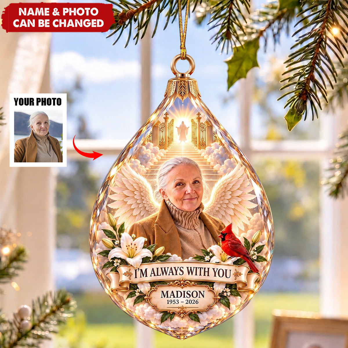 Memorial Heaven Acrylic Ornament - Custom Photo Memorial Gifts