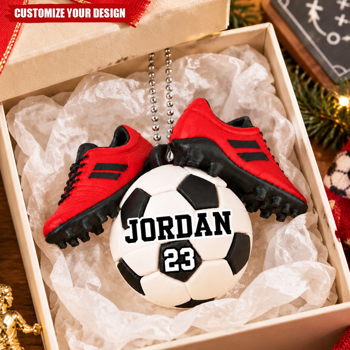Soccer Ball Custom Name &amp; Number - Personalized Ornament - Gift For Soccer Lovers