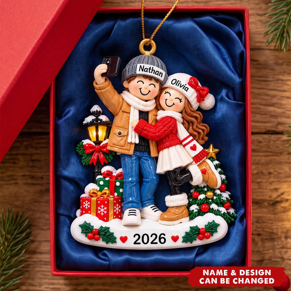 Personalized Couple Ornament, Taking A Selfie Couples Christmas Keepsake