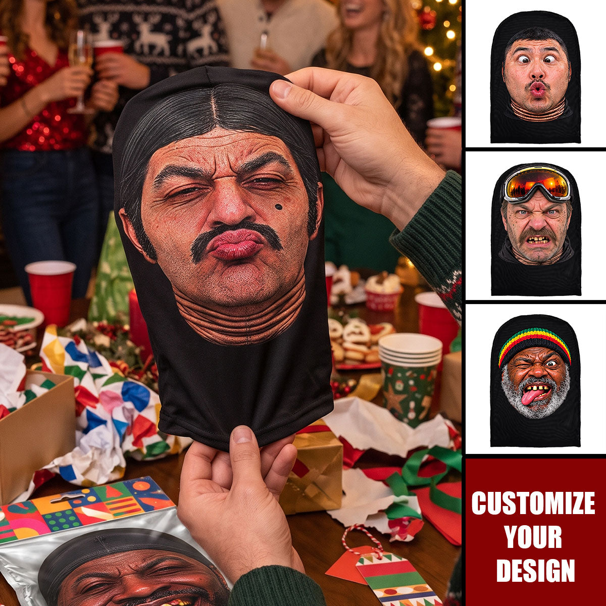Ugly Face - Funny Office Humor White Elephant Party Gag Gift - Personalized Balaclava Mask