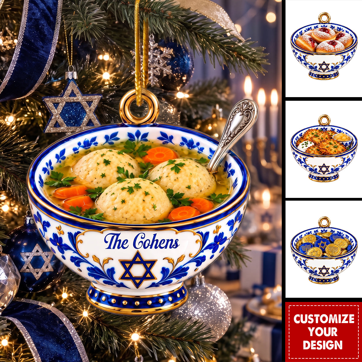 Personalized Traditional Hanukkah Food Ornament - Personalized Ornament