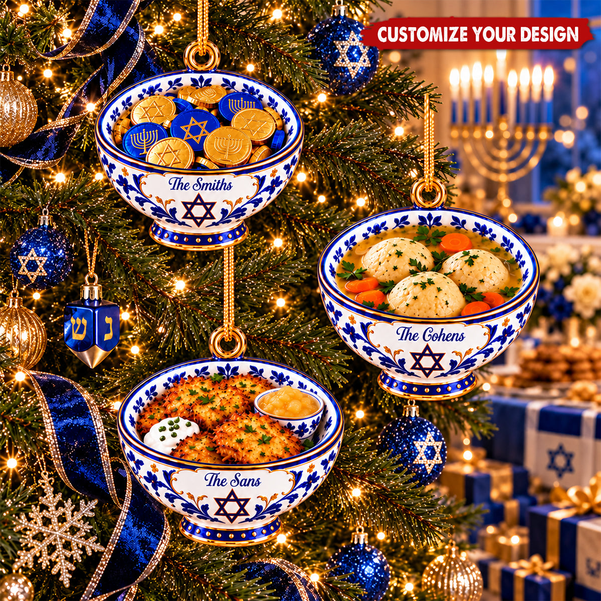 Personalized Traditional Hanukkah Food Ornament - Personalized Ornament