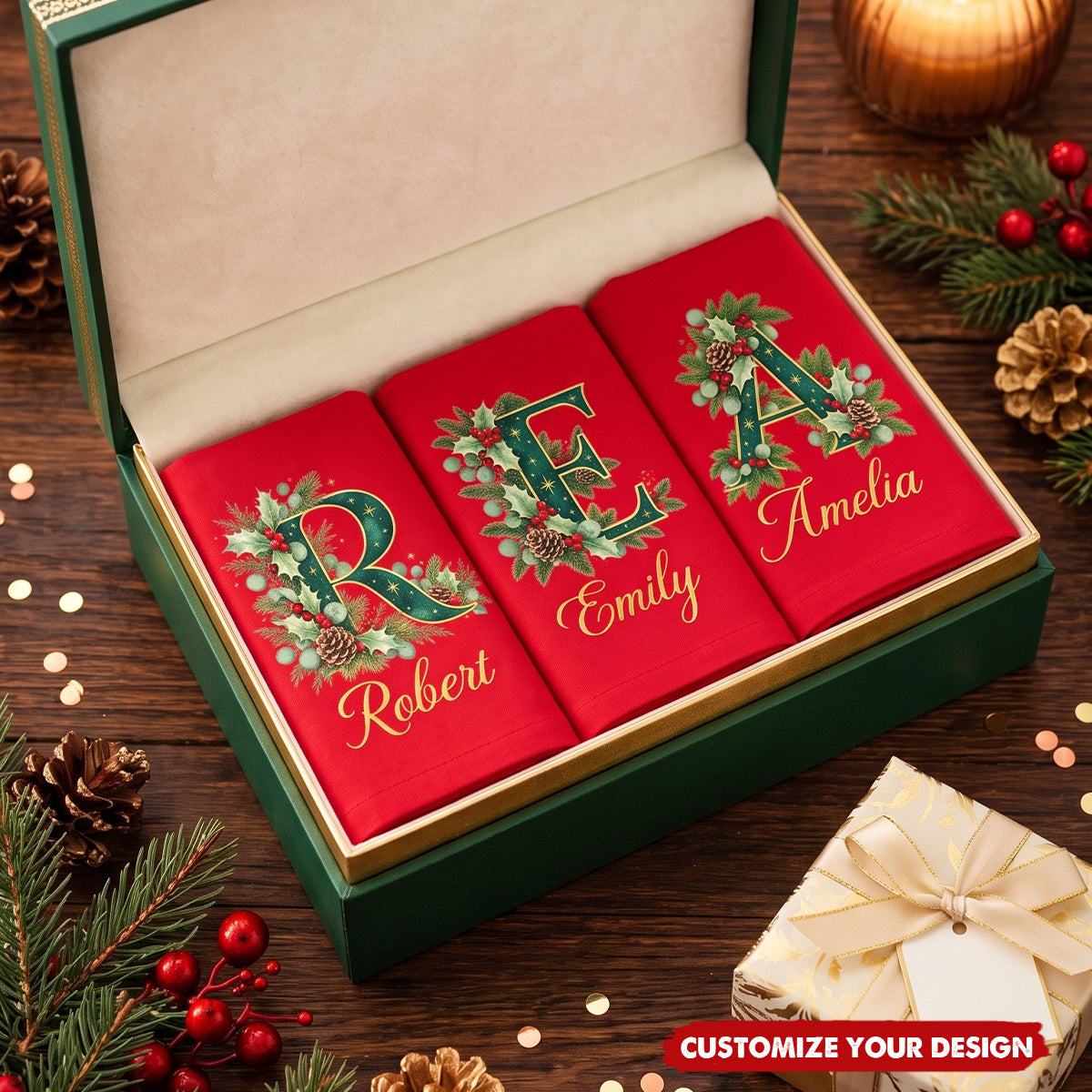 Custom Napkin - Personalized Christmas Birthday Gifts - Gather &amp; Be Merry
