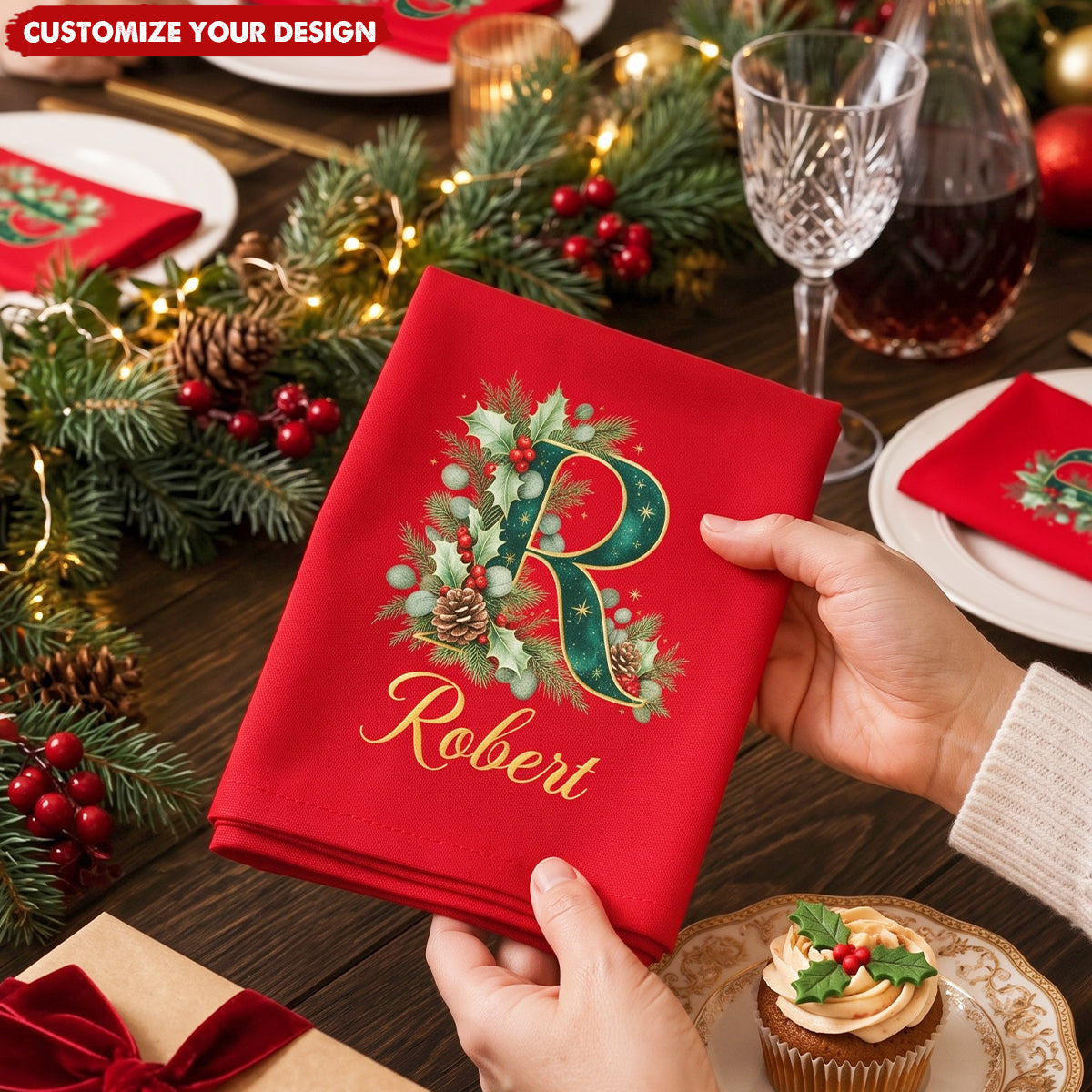 Custom Napkin - Personalized Christmas Birthday Gifts - Gather &amp; Be Merry