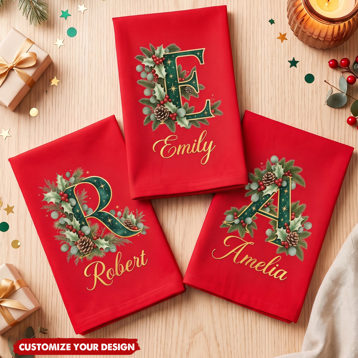 Custom Napkin - Personalized Christmas Birthday Gifts - Gather &amp; Be Merry