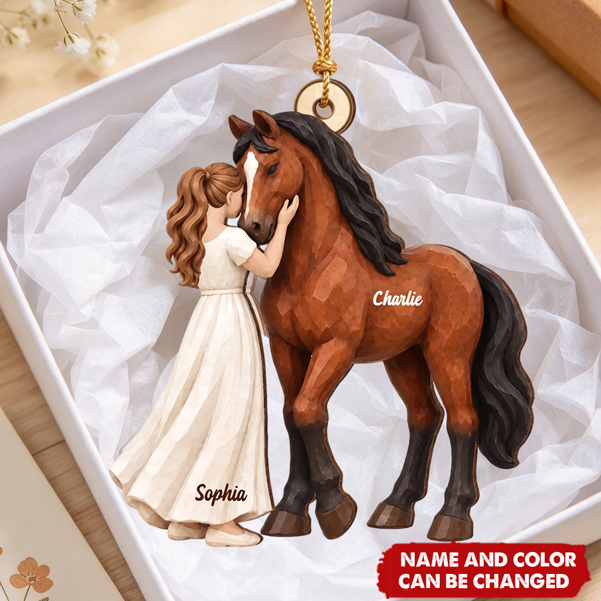 Girl Loves Her Horse - Personalized Wooden Ornament - Christmas Keepsake Gift For Horse Lover