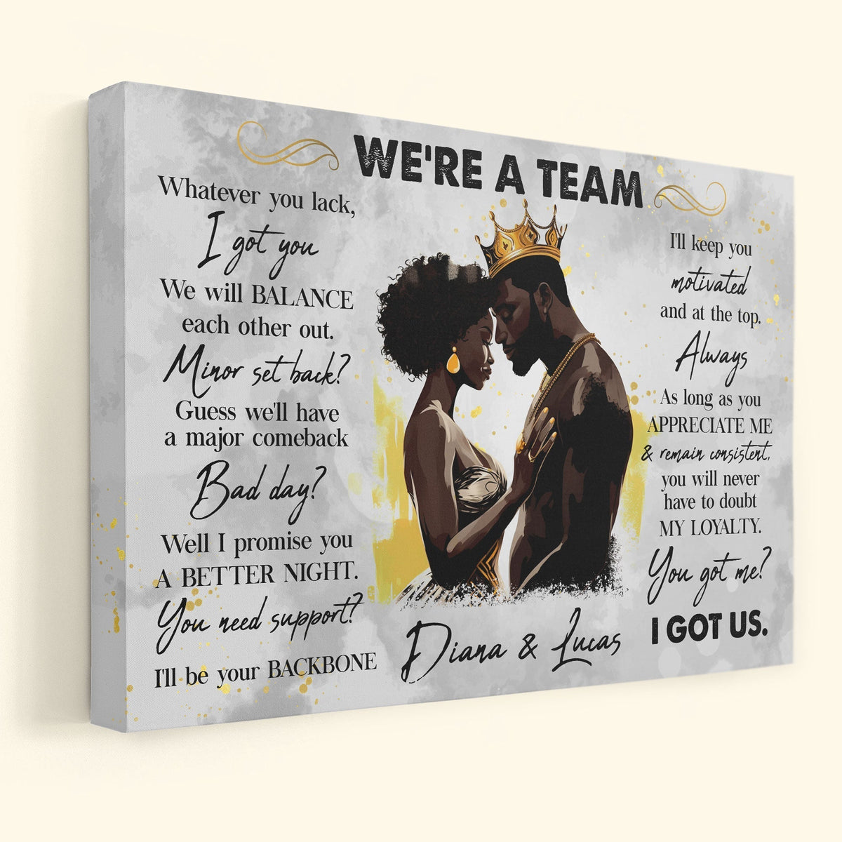 We&#39;re A Team I Got Us Black African Couple - Personalized Wrapped Poster