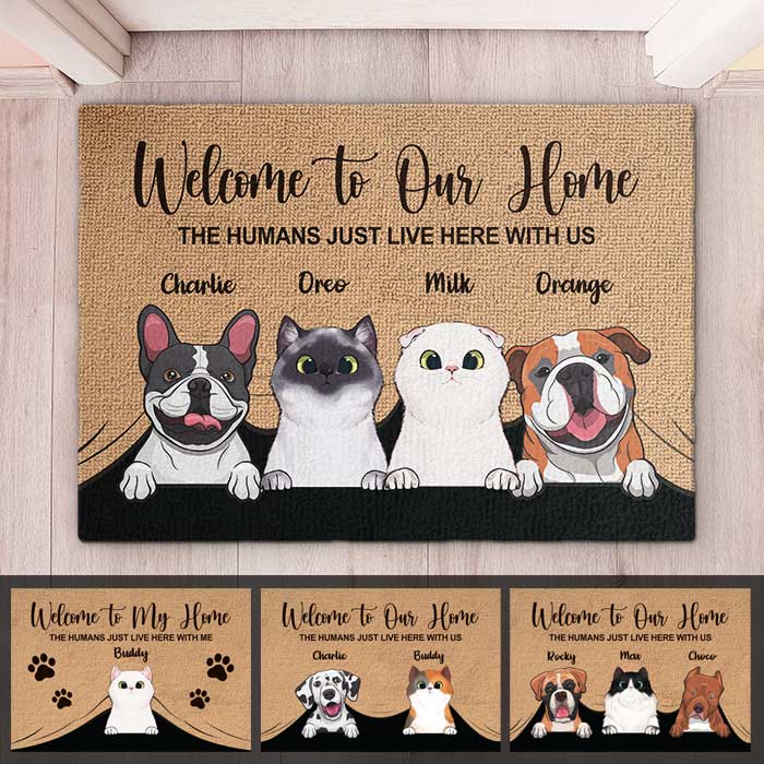 Welcome To The Pet Home - Funny Personalized Pet Decorative Mat (Cat &amp; Dog)