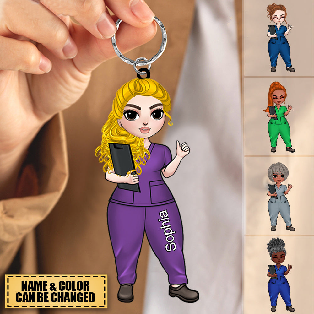 Personalized Nurse Character Keychain, Gift for Nurses