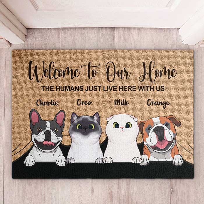 Welcome To The Pet Home - Funny Personalized Pet Decorative Mat (Cat &amp; Dog)