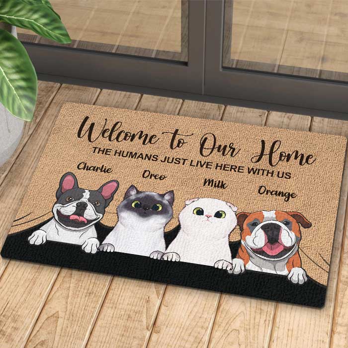 Welcome To The Pet Home - Funny Personalized Pet Decorative Mat (Cat &amp; Dog)