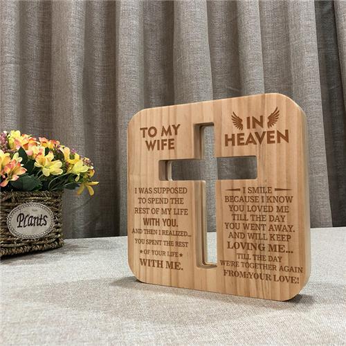 To My Wife In Heaven - Cross Wooden Lamp
