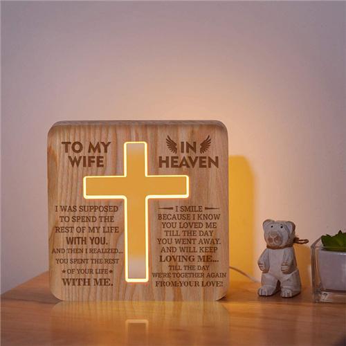 To My Wife In Heaven - Cross Wooden Lamp