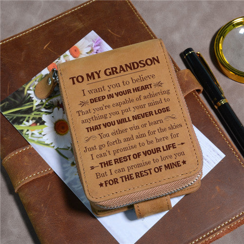 To My Grandson - You Will Never Lose - Card Holder Zipper Wallet