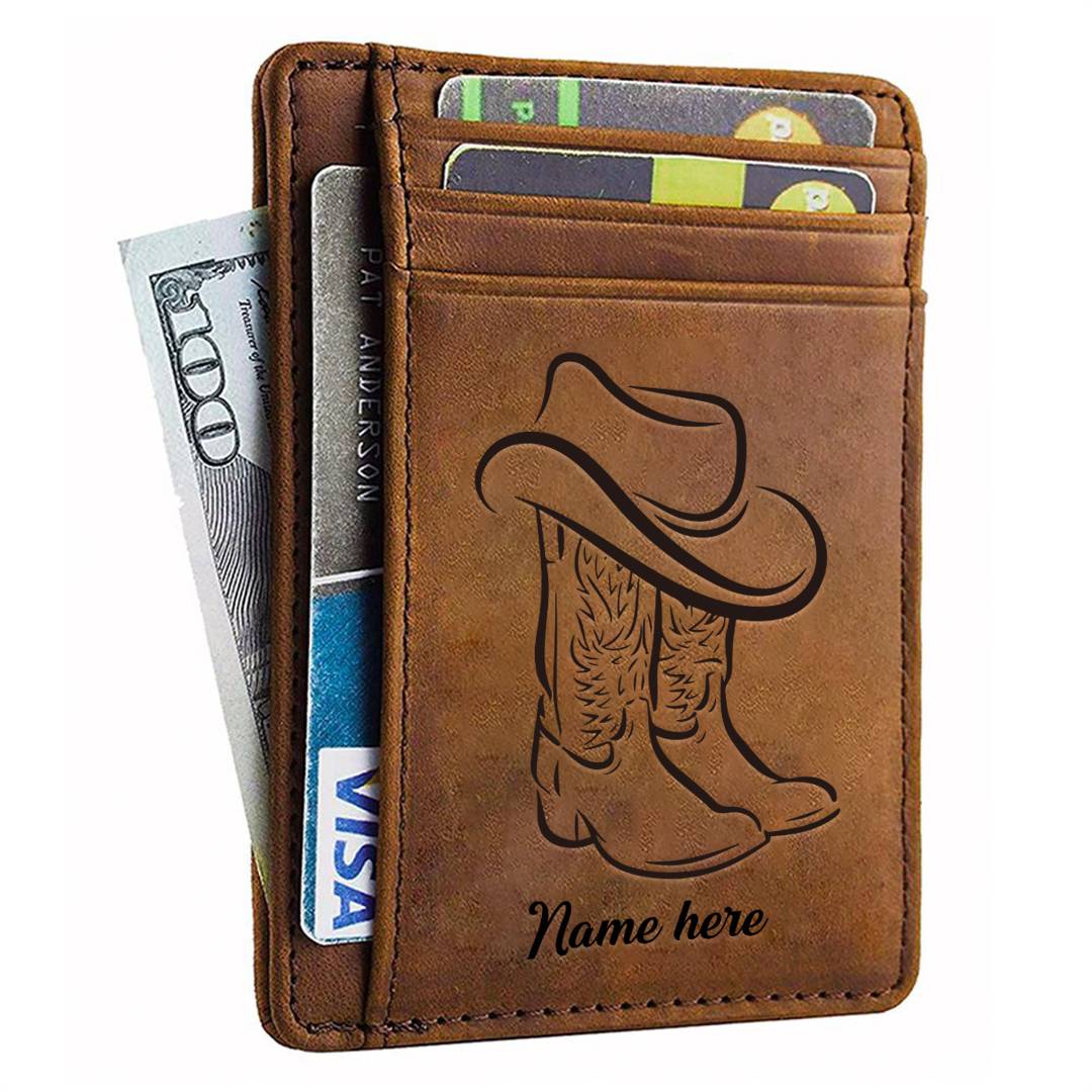 Personalized Card Wallet - Cowboy Boots