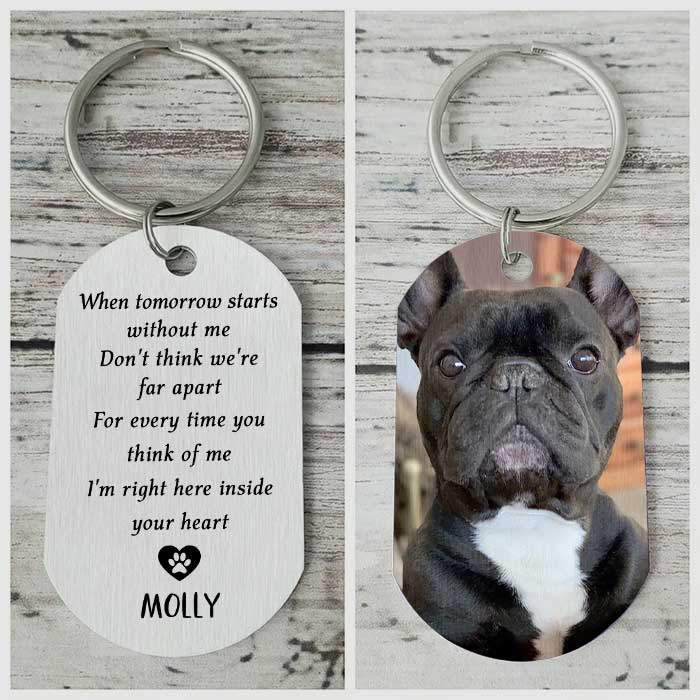 For Every Time You Think Of Me I&#39;m Right Here Inside Your Heart - Upload Image Personalized Keychain