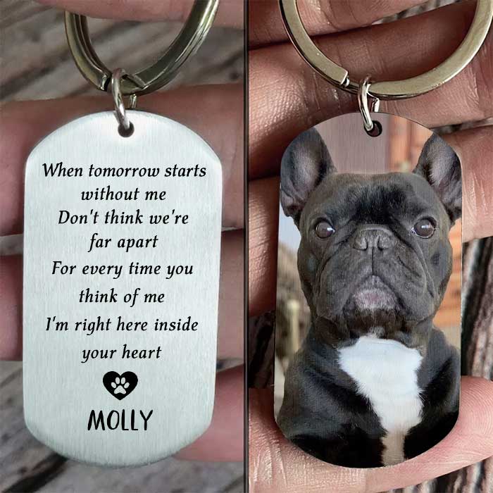 For Every Time You Think Of Me I&#39;m Right Here Inside Your Heart - Upload Image Personalized Keychain