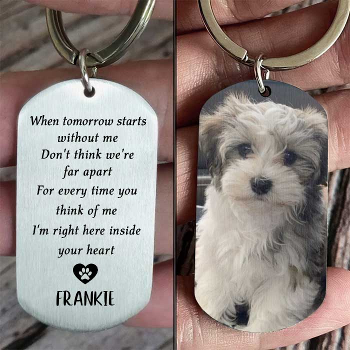 For Every Time You Think Of Me I&#39;m Right Here Inside Your Heart - Upload Image Personalized Keychain