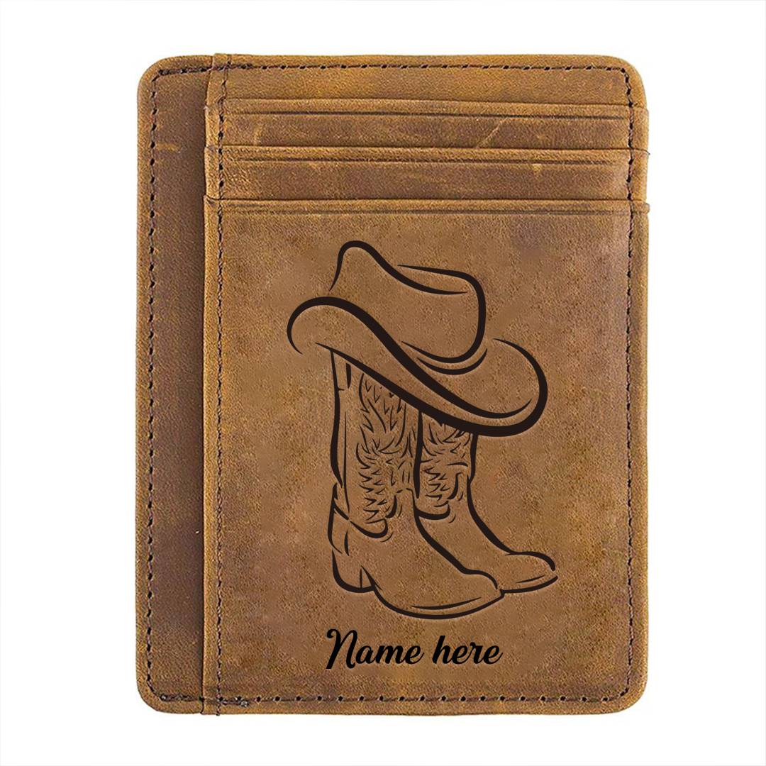 Personalized Card Wallet - Cowboy Boots